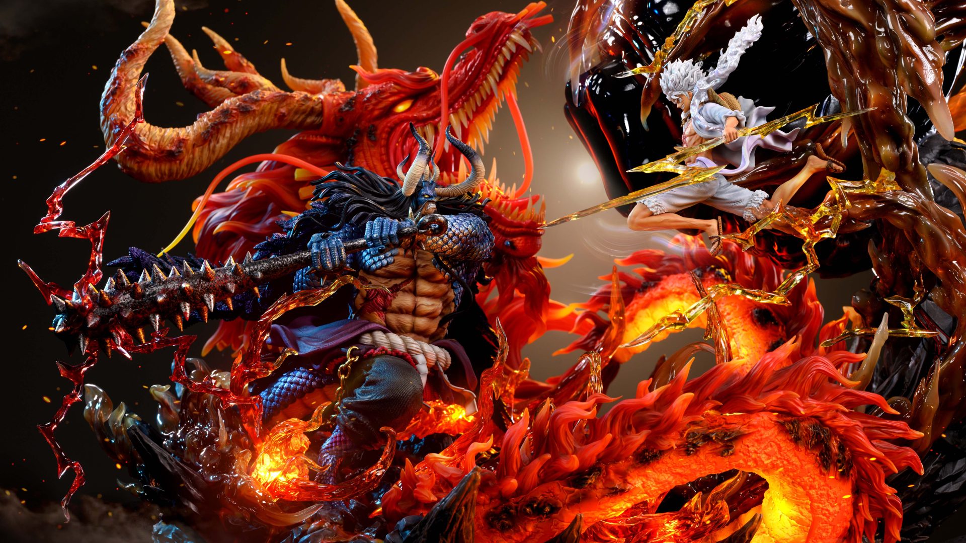 Figurine Kaido Dragon 22cm One Piece - Statue Anime Onigashima Vs Luffy