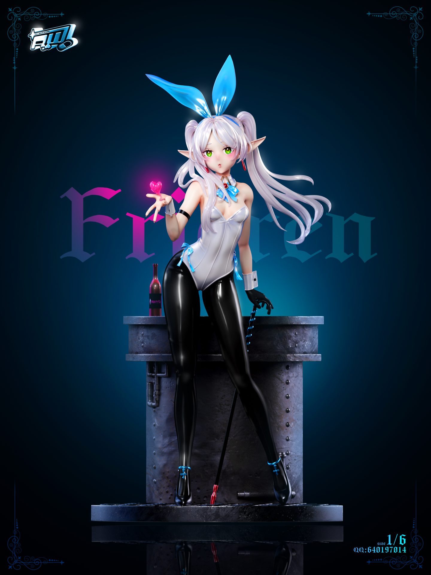 Figura Frieren Bunny Girl Ver 21 Cm Zhongkaihua | Statuina PVC Da Collezione Per Fan Anime | Decorazione Scrivania Con Base Stabile